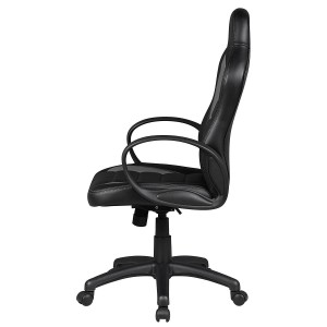 Silla gaming CHAM, diseño deportivo, color negro y blanco