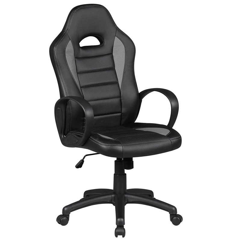 Silla gaming CHAM, diseño deportivo, color negro y blanco