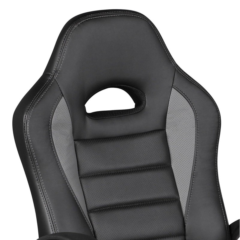 Silla gaming CHAM, diseño deportivo, color negro y blanco