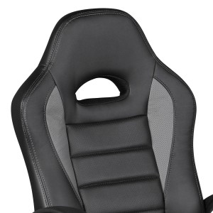 Silla gaming CHAM, diseño deportivo, color negro y blanco