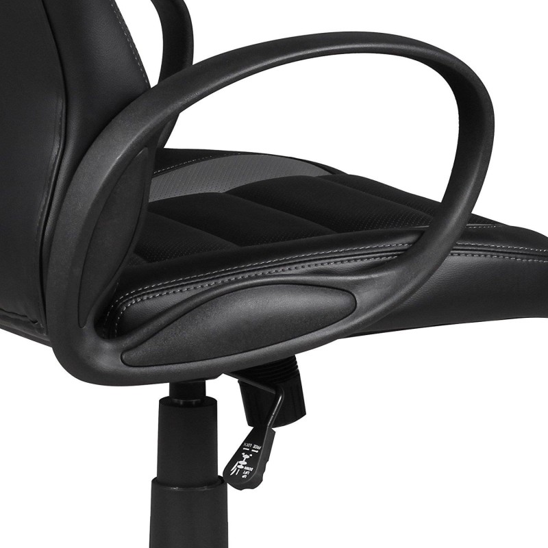 Silla gaming CHAM, diseño deportivo, color negro y blanco