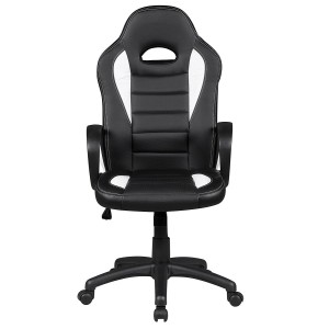 Silla gaming CHAM, diseño deportivo, color negro y blanco