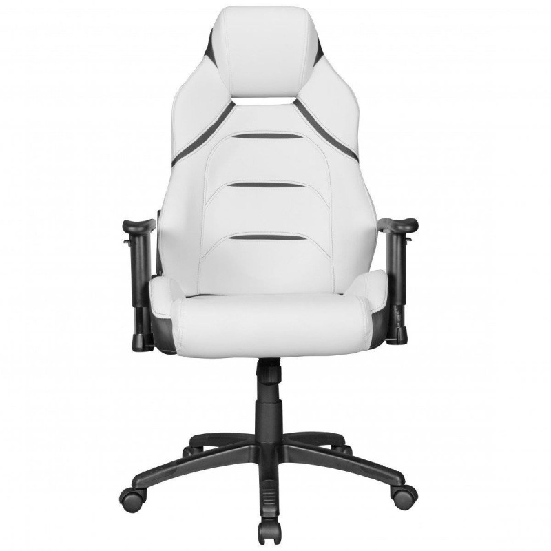 Sillón Gaming LEUNA, respaldo reclinable, en piel blanco y negro