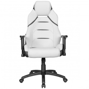 Sillón Gaming LEUNA, respaldo reclinable, en piel blanco y negro