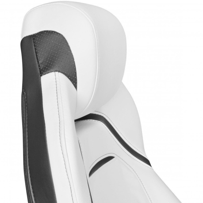 Sillón Gaming LEUNA, respaldo reclinable, en piel blanco y negro