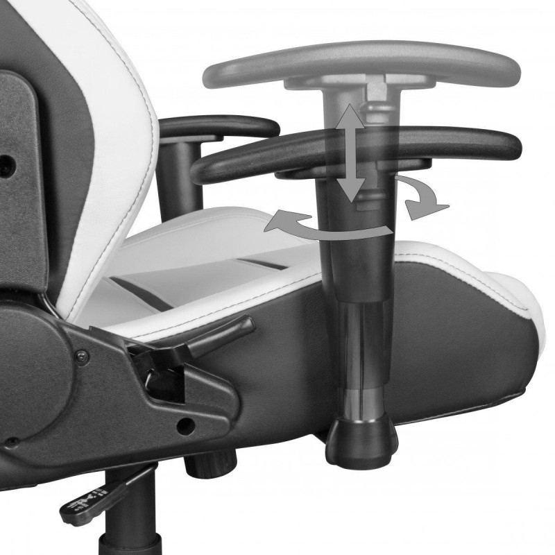 Sillón Gaming LEUNA, respaldo reclinable, en piel blanco y negro