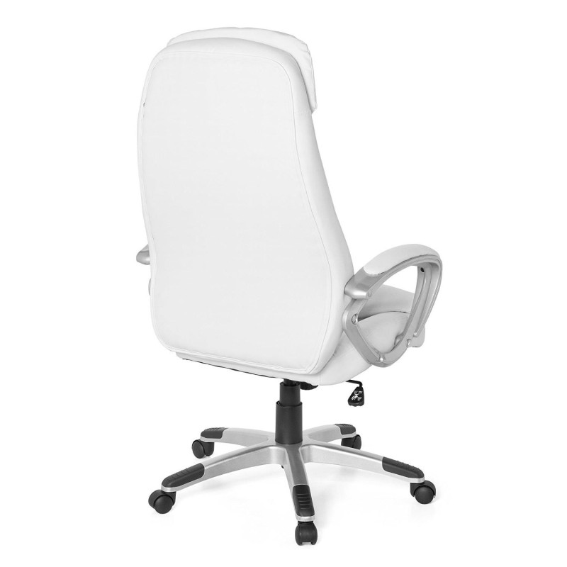 Sillón de oficina NAILA, gran acolchado, en piel color blanco