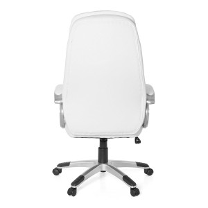 Sillón de oficina NAILA, gran acolchado, en piel color blanco
