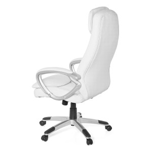 Sillón de oficina NAILA, gran acolchado, en piel color blanco