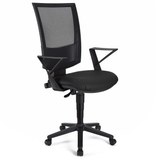 Silla de oficina PANDORA PIEL, respaldo ajustable, color negro