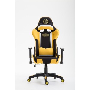Silla gaming JEMEX TELA, reclinable, con cojines, en color negro/amarillo