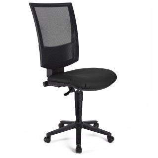 Silla de oficina PANDORA SIN BRAZOS PIEL, respaldo ajustable, color negro