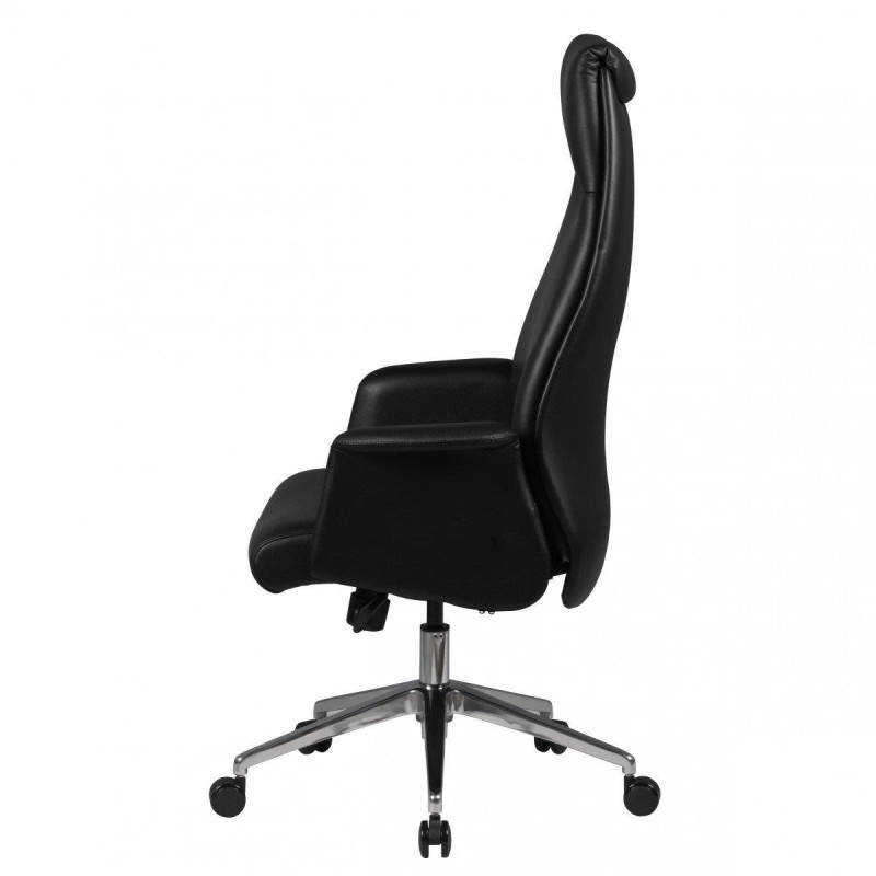 Sillón de oficina FRANKI, elegante diseño, en piel natural negra