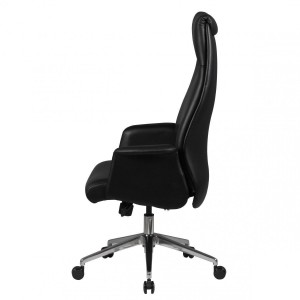 Sillón de oficina FRANKI, elegante diseño, en piel natural negra