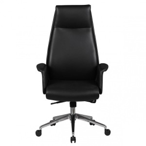 Sillón de oficina FRANKI, elegante diseño, en piel natural negra