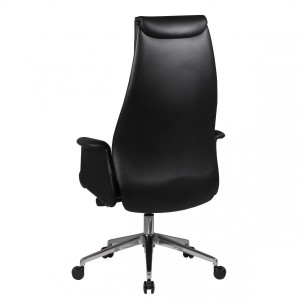 Sillón de oficina FRANKI, elegante diseño, en piel natural negra