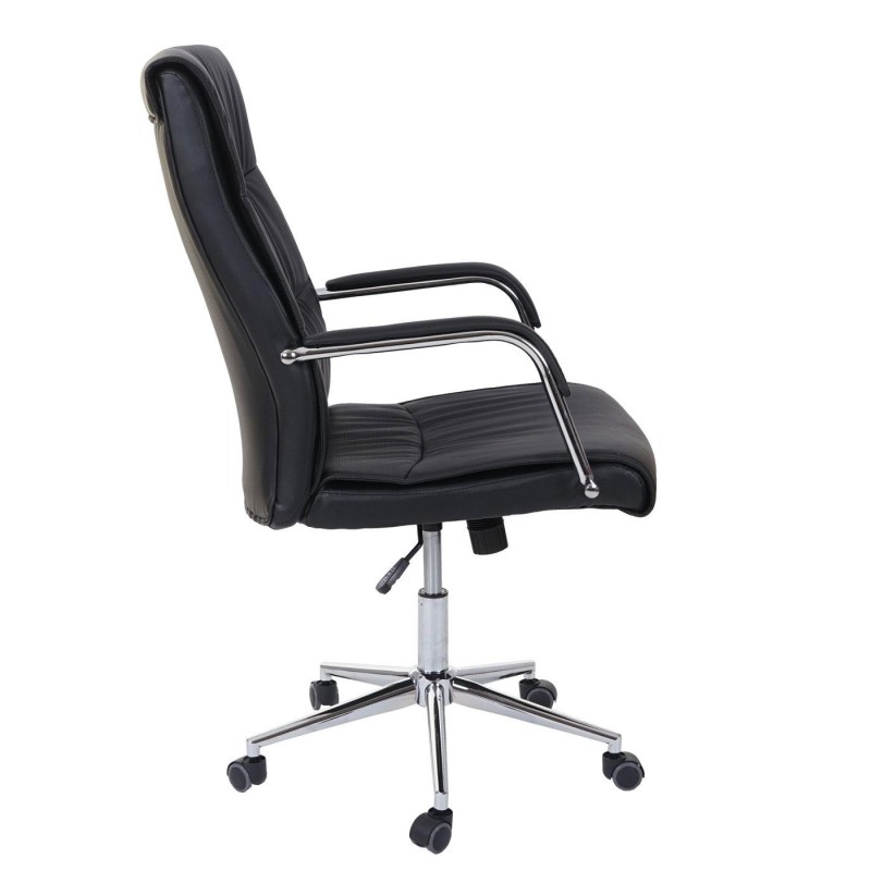 Silla de oficina BIMBA, base de metal, piel negra