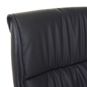 Silla de oficina BIMBA, base de metal, piel negra