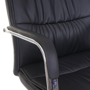 Silla de oficina BIMBA, base de metal, piel negra