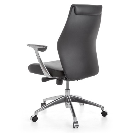 Silla de oficina SAJONIA 10, elegante diseño, en piel natural negra 2