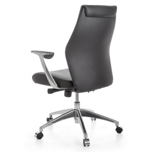 Silla de oficina SAJONIA 10, elegante diseño, en piel natural negra