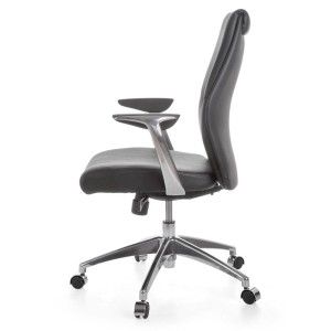 Silla de oficina SAJONIA 10, elegante diseño, en piel natural negra