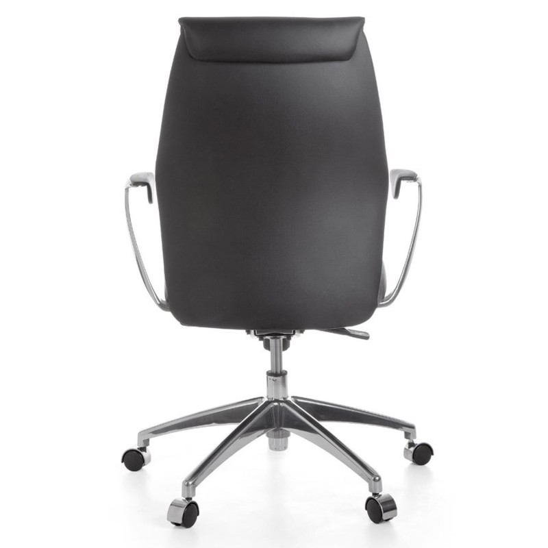 Silla de oficina SAJONIA 10, elegante diseño, en piel natural negra