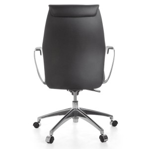 Silla de oficina SAJONIA 10, elegante diseño, en piel natural negra