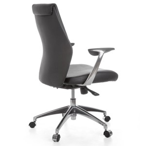 Silla de oficina SAJONIA 10, elegante diseño, en piel natural negra