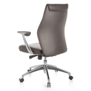 Silla de oficina SAJONIA 10, elegante diseño, en piel natural negra