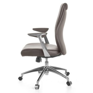 Silla de oficina SAJONIA 10, elegante diseño, en piel natural negra