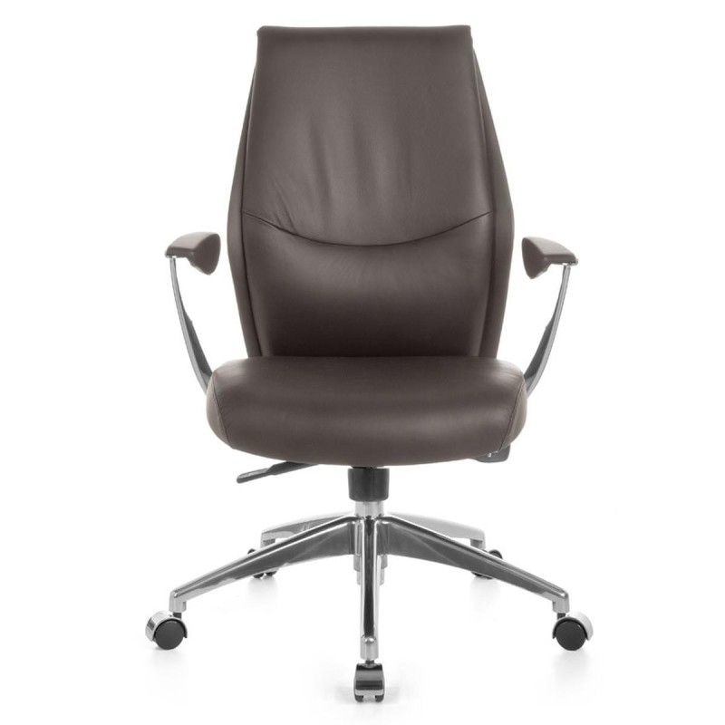 Silla de oficina SAJONIA 10, elegante diseño, en piel natural negra