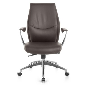 Silla de oficina SAJONIA 10, elegante diseño, en piel natural negra