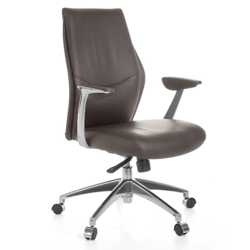 Silla de oficina SAJONIA 10, elegante diseño, en piel natural negra