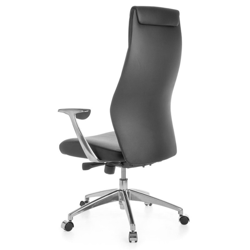 Sillón de oficina SAJONIA, elegante diseño, en piel natural negra