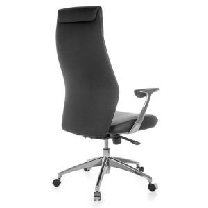 Sillón de oficina SAJONIA, elegante diseño, en piel natural negra