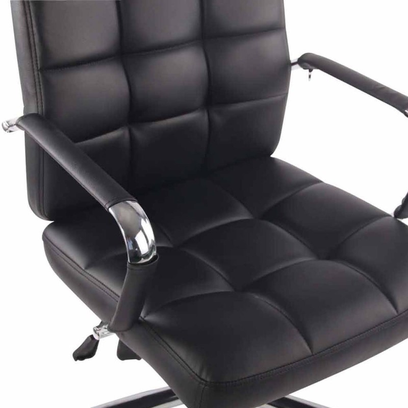 Silla de oficina DELAN, grueso acolchado, en piel color negro