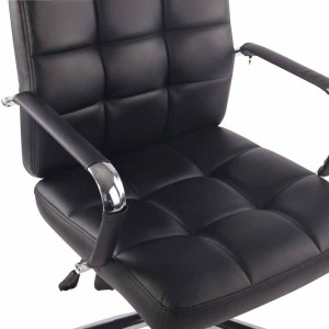 Silla de oficina DELAN, grueso acolchado, en piel color negro