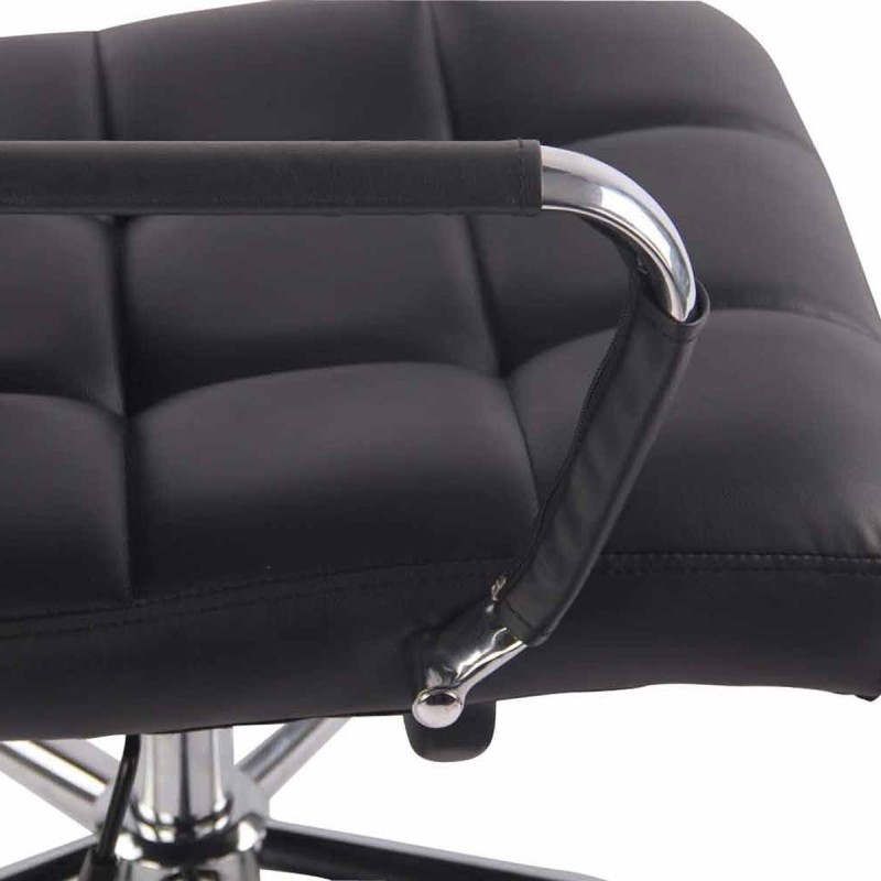 Silla de oficina DELAN, grueso acolchado, en piel color negro