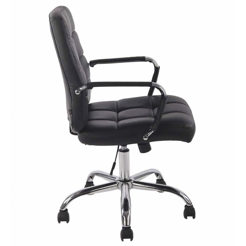 Silla de oficina DELAN, grueso acolchado, en piel color negro