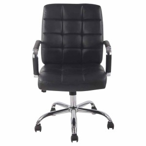 Silla de oficina DELAN, grueso acolchado, en piel color negro