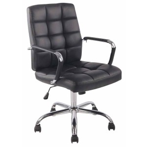 Silla de oficina DELAN, grueso acolchado, en piel color negro