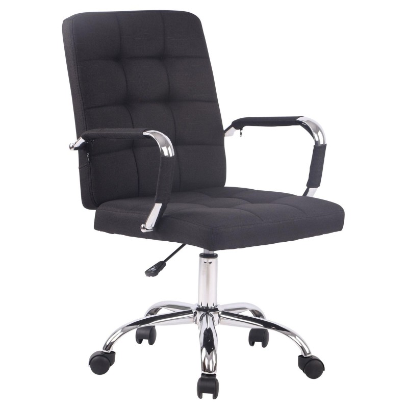 Silla de oficina DELAN TELA, grueso acolchado, en color negro