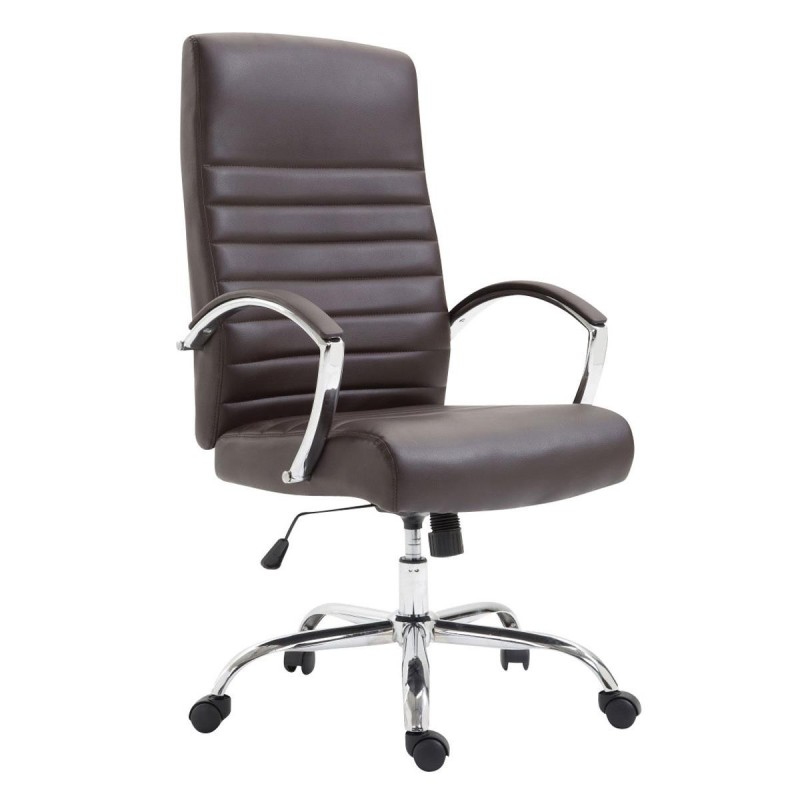 Silla de oficina VALANTY, grueso acolchado, en piel color negro