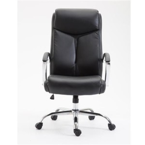 Silla de oficina BAUDY, grueso acolchado, en piel color negro