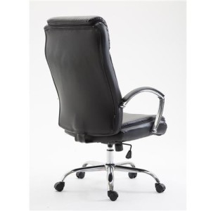 Silla de oficina BAUDY, grueso acolchado, en piel color negro