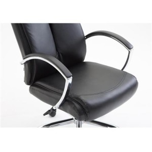 Silla de oficina BAUDY, grueso acolchado, en piel color negro