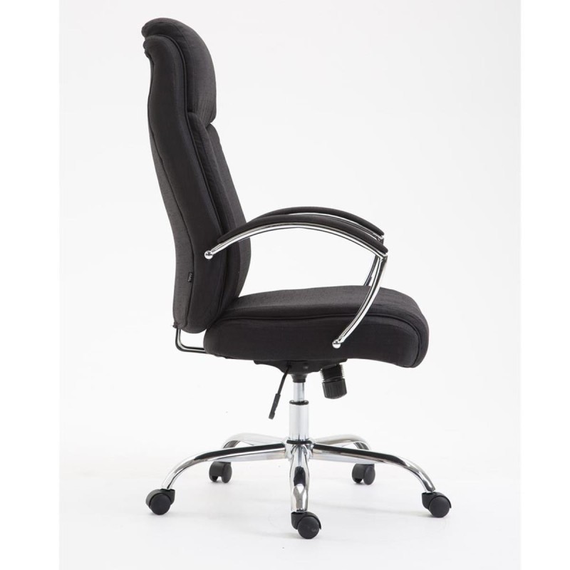 Silla de oficina BAUDY TELA, grueso acolchado, en color negro