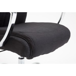 Silla de oficina BAUDY TELA, grueso acolchado, en color negro