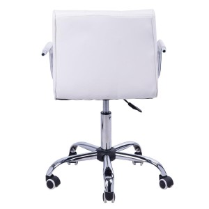 Silla de Oficina ZARKI, gran acolchado en piel blanca